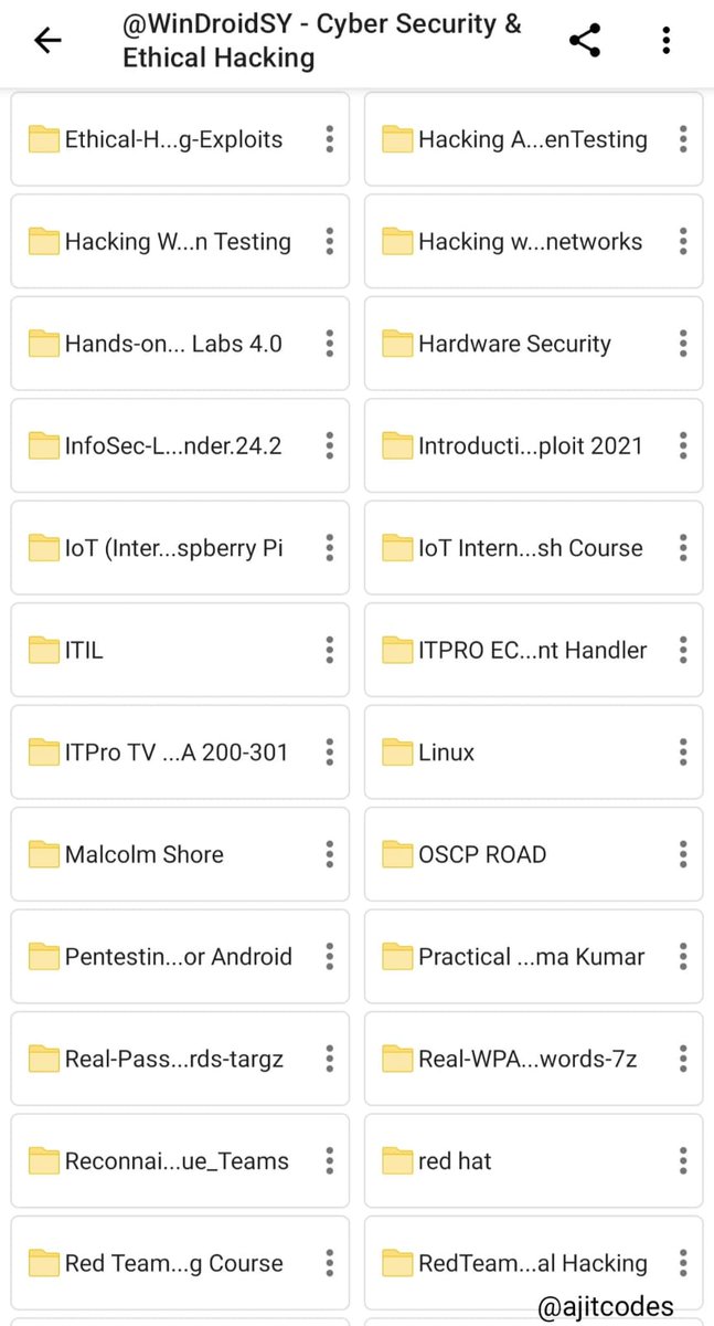 A Goldmine of FREE Courses!

No Need for Subscription, Registration,  and Fee, Just Download and Start Learning. 

Discover the Following and Much More;

- Ethical Hacking
- Cyber Security
- CompTIA A+, N+, S+ and CASP
- Cloud Computing
- VMWare
- IoT
- Linux
- ITIL
- Pentesting