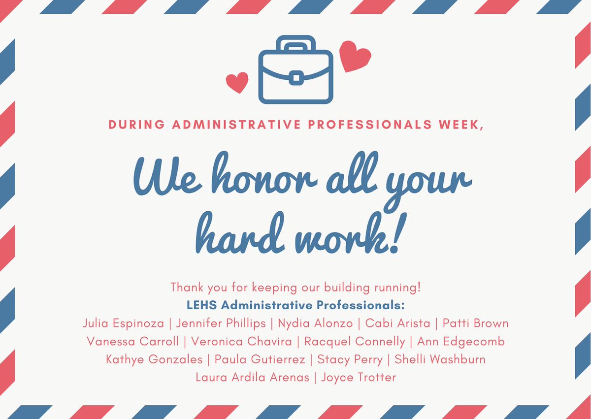 Couldn’t let this day end without a heartfelt shout-out to this team of professionals. You are vital to our mission, and we THANK YOU for your tireless efforts and constant support of LEHS students and staff 💙💛