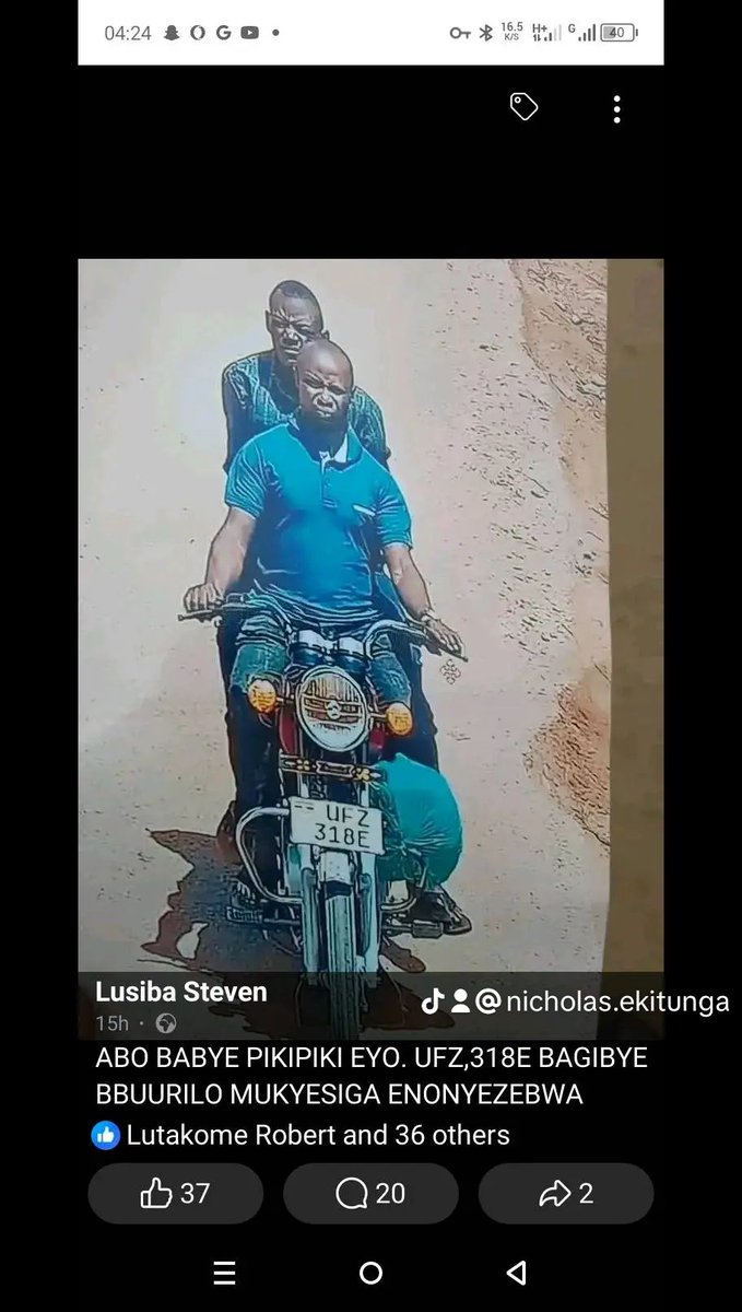 ProEkitunga's tweet image. Babbye pikipiki