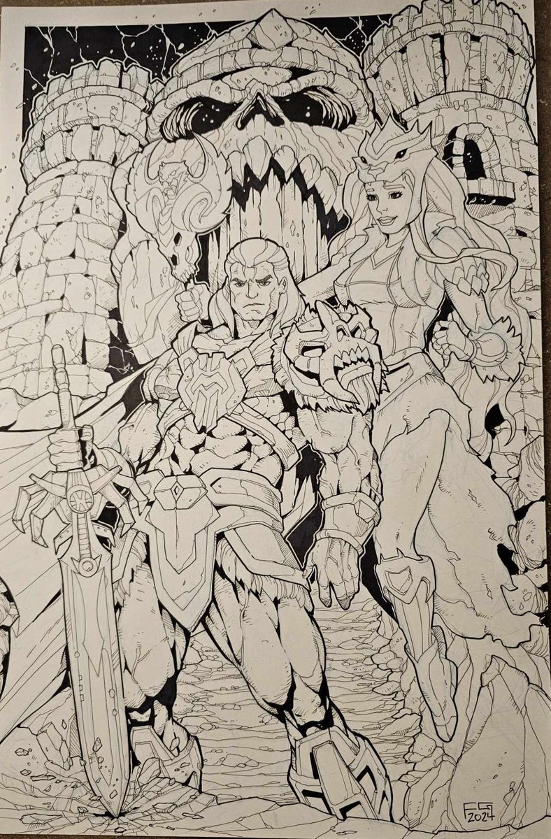 Got this amazing piece done by instagram.com/junker73 on Instagram. It is a mix of the new He-Man with the 200x sword and Powered up Teela! He did such an amazing job!!! #MotU #MastersOfTheUniverse