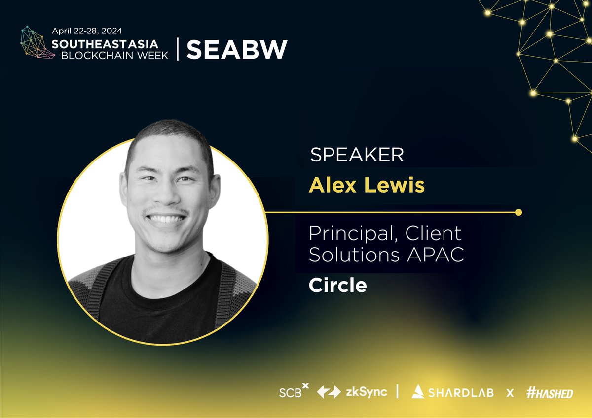 🙌 We’re excited to welcome Alex Lewis @alexromanlewis to #SEABW2024! Alex is a Principal Solutions Engineer at @circle, where he partners with Sales Directors to own all technical aspects of client engagements.