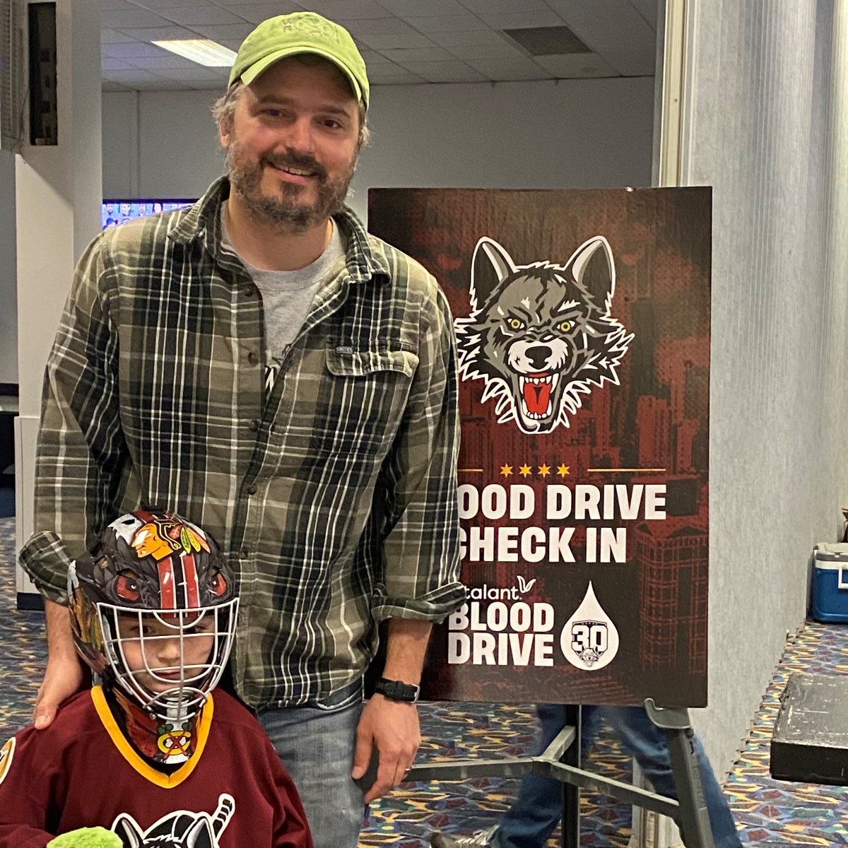 They say a dad's job isn't about being everything to everyone. Just everything to someone! Thank you to this dad and son team for showing up at the Chicago Wolves Blood Drive, creating memories, and hopefully establishing a tradition!