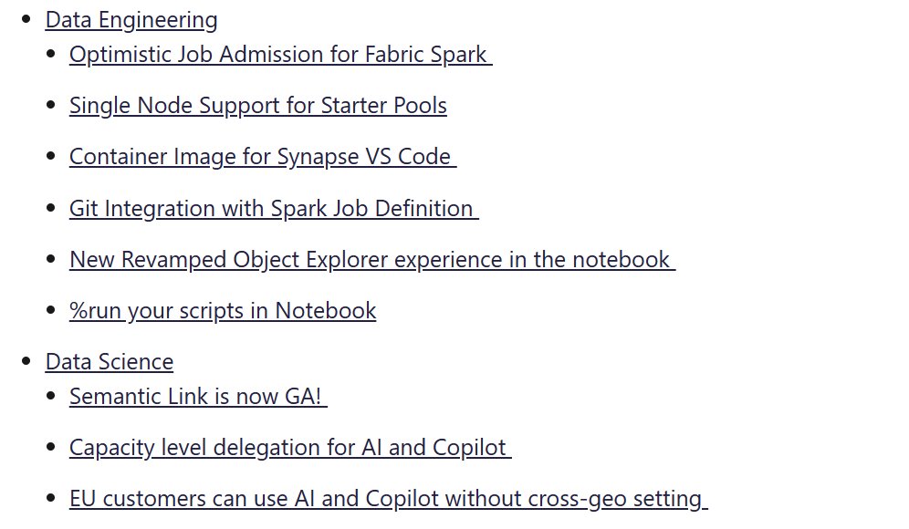 Another jampacked #Fabric release this month! 🎉 A ton of  #dataengineering, #datascience & #AI capabilities including improvements to #spark job admissions , #vscode improvements, #notebook enhancements #semanticlink GA #copilot updates and more! 🥳 blog.fabric.microsoft.com/en-us/blog/mic…