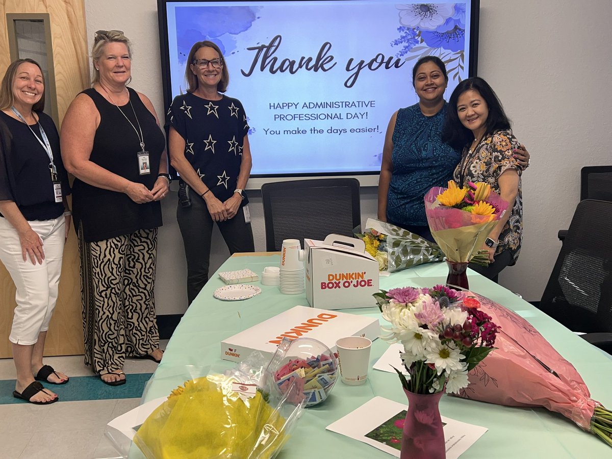 Thank you <a href="/Principal_Holly/">Nancy Holly</a> <a href="/DlugosShantel/">Shantel Dlugos</a> <a href="/AMSMarlins/">Addison Mizner School</a> for spoiling us today with breakfast, lunch, gift cards and flowers! Thank you <a href="/RachelCapitano/">Rachel Capitano</a> <a href="/southPbcsd/">SouthRegionPBCSD</a>  for the goodies! #AdministrativeProfessionalsDay2024 #Thankful