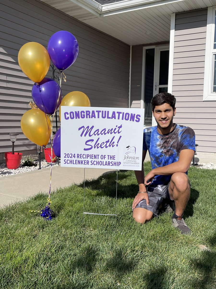 JohnstonCSD's tweet photo. JHS senior Maanit Sheth was tonight named the recipient of the 2024 Raymond and Marie Schlenker Scholarship — a $10,000 scholarship awarded to one JHS senior each year through the @jcsfoundation. Sheth will study biomedical engineering at the University of Iowa. His goal is to be a research and development scientist, and make a meaningful impact on people’s lives. Read more: https://t.co/t5w3FkC1Oq
