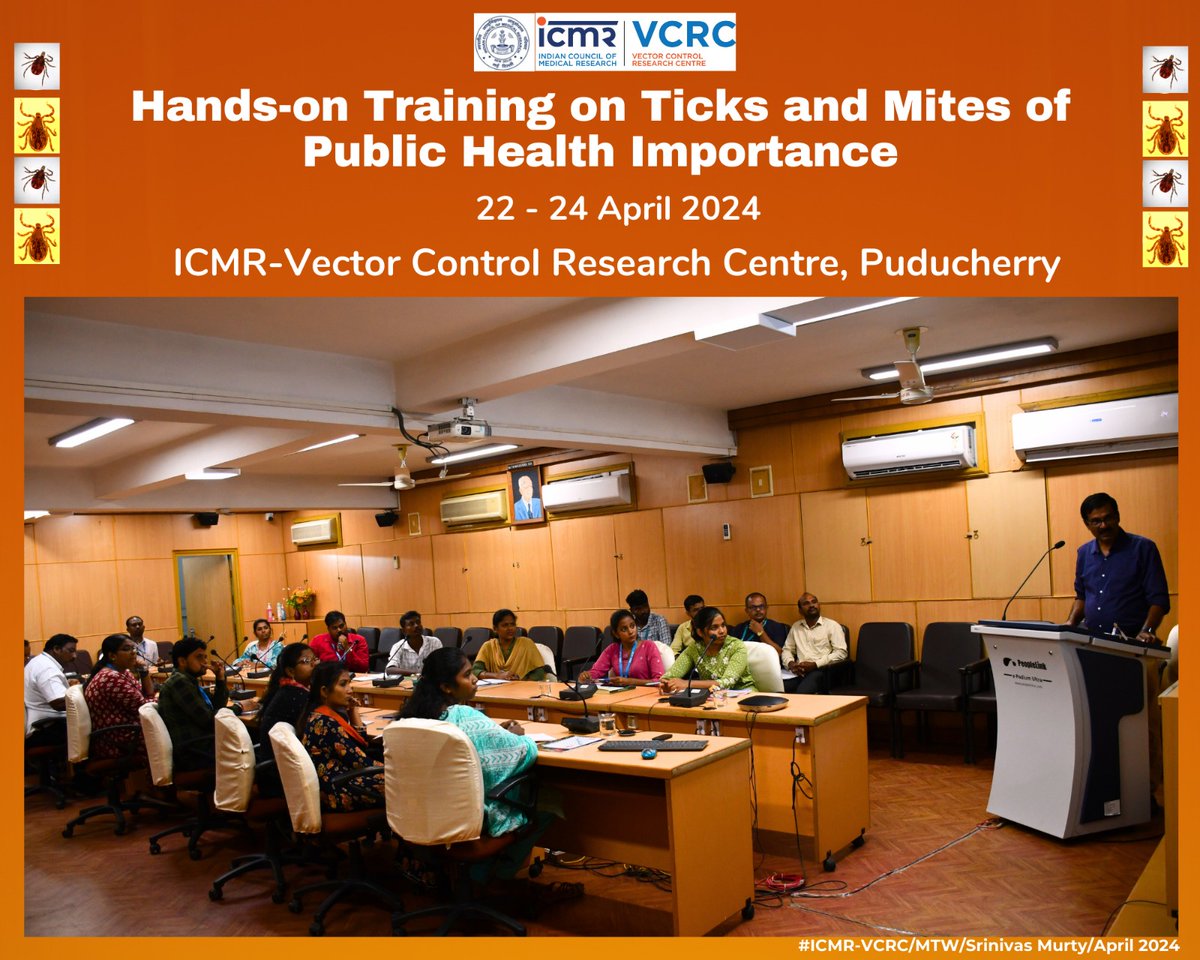 ICMRNIVCR's tweet photo. @ICMRVCRC vectorsuccessfully completed the Hands-on training workshop on Medically Important Ticks and Mites. The 3rd edition of the 3-day workshop trained 15 technical and scientific staff, including one from #DRDE Gwalior.
@ICMRDELHI @DeptHealthRes @DRDO_India https://t.co/YQMIZOO5TG