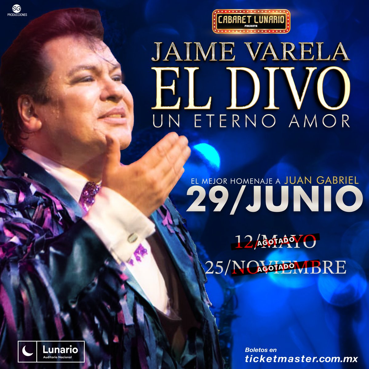 ✨🎙️El mejor homenaje a Juan Gabriel lo vives en Lunario, con @SoyJaimeVarela 💃🏽Un show que durante más de dos horas recorre las grandes canciones del Divo de Juárez. No podrás dejar de cantar y bailar. 🎟️🎟️Boletos disponibles en taquilla y en línea. ticketmaster.com.mx/jaime-varela-b…