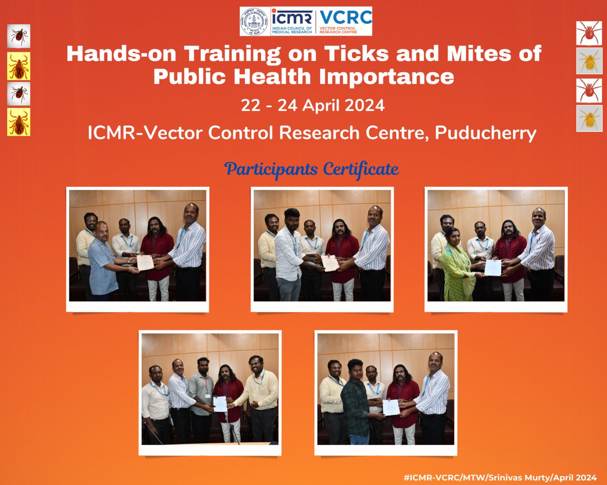 ICMRNIVCR's tweet photo. Yet another feather in the #VCRC cap. Would not have been possible without the amazing support from the staff and students of @ICMRVCRC. Shoutout to our admin, finance, stores and special thanks to the maintenance staff!
#entomology #ticks #mites #beatNTDs #NoVBD https://t.co/X1mqrr8biw