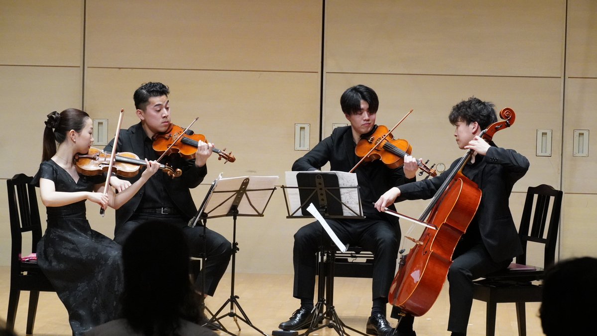 aiav_japan's tweet photo. 第13回 #秋吉台音楽コンクール #室内楽（#弦楽四重奏）部門 最終結果

第1位:Quartet風雅
第2位:Quartet Primavera
第3位:クァルテット・アチェロ／Quartet Iris
入選:Quartet Aimer

山口県知事賞:Quartet風雅
ベートーヴェン賞:Quartet風雅
審査員特別賞:クァルテット・アチェロ／Quartet Iris https://t.co/jgUafqinsj
