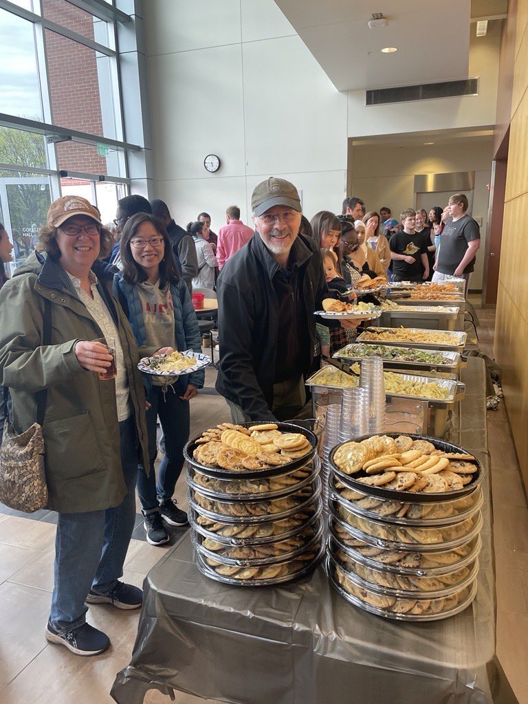 End of Spring Semester Festivities! Celebrating colleagues and camaraderie with food, fun, and grad student research awards. And the Crimson Cougar goes to Rebecca Cooney!   #MurrowFamily #GoCougs