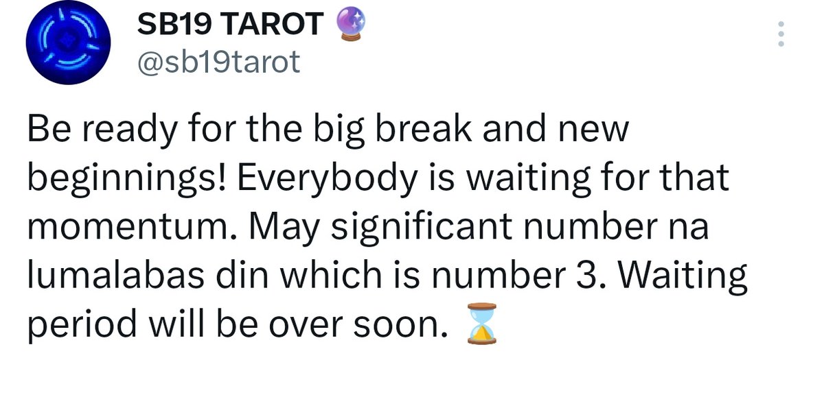 Baka ksi yung significance ng #3 na tinutukoy ni tarot isnt only intended for Moonlight? Coachella tix selling starts on May 3 too👀

We've been waiting for them to be on Coachella,right? Maybe eto na din sinsabi ni tarot na WAITING PERIOD WILL BE OVER SOON😱
@SB19Official #SB19