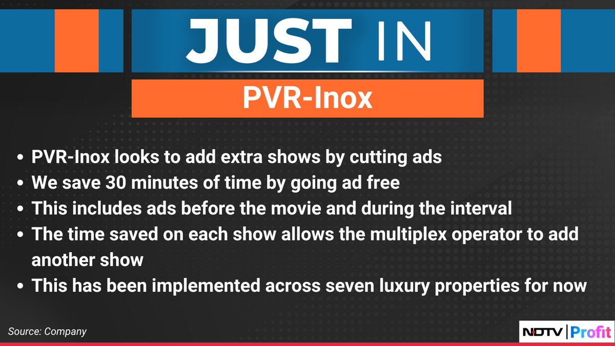 #PVRInox looks to add extra shows by cutting ads.

For the latest news and updates, visit: ndtvprofit.com