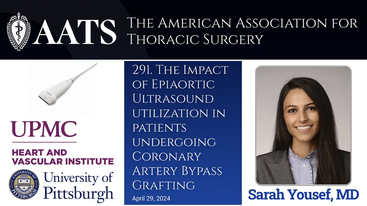 M_Pompeu_Sa_MD's tweet photo. 💥#AATS2024 @AATSHQ Come to see oral presentation by Dr. Sarah Yousef @sarahyousefmd, Integrated #CTSurgery Resident @UPMC_CTSurgery @HviUpmc
#CABG #Coronary
💥04/29/2024
💥Monday 3:30-3:45PM
@IbrahimSultanMD @DSGMD #Kaczorowski #JohannesBonatti #DannyChu #PyongsooYoon https://t.co/zAJ0n8lfgQ