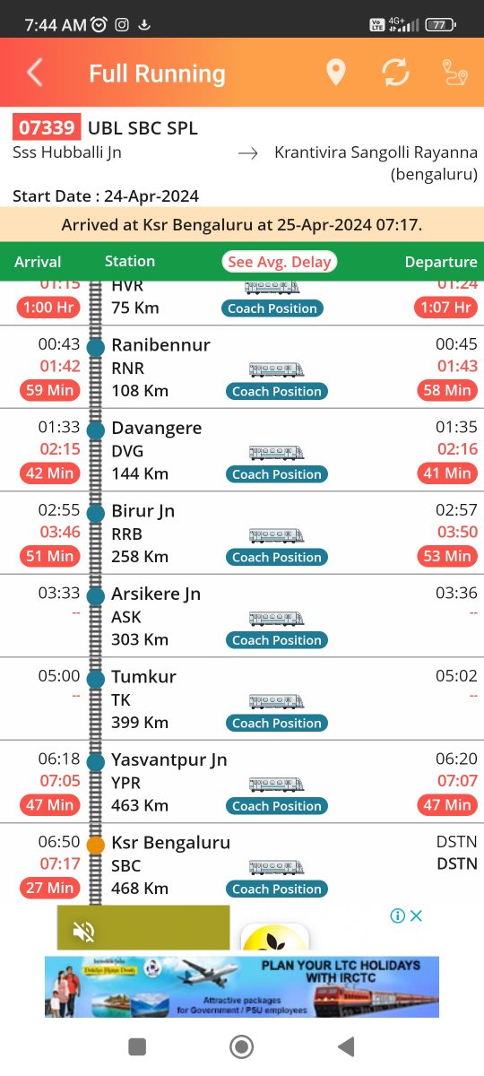 RudreshKatagi's tweet photo. Blunders of @SWRRLY.

Train is yet to Arrive at Yeshwantpur, but @SWRRLY reporting the train has already arrived at Majestic. 

Why fiddle so much with special train from Hubli, earlier tried to stop it with lame reason. 

@nagabhushanb @AshwiniVaishnaw https://t.co/l0Jf01SAeg