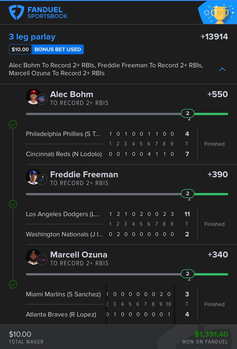 Such a hard lotto to hit, but cash me! 🤑

The ✌🏼 RBI Lotto went crazy.

Give me a follow, let’s cash some lottos together 💪🏻