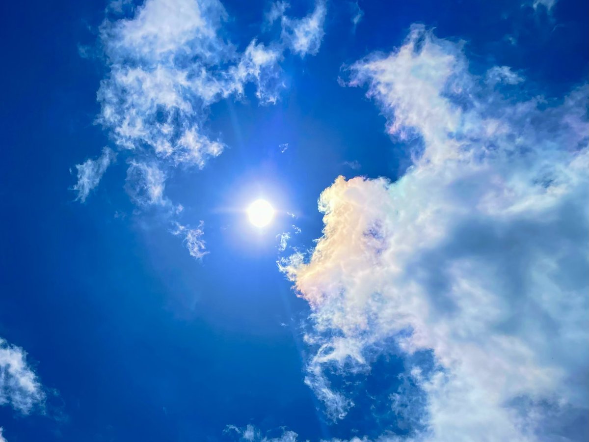 雨上がりの青空に… 今日は彩雲日和な予感。 当たって嬉しい✨🌈 #イマソラ #彩雲 #気象のはなし #ダイヤモンド社