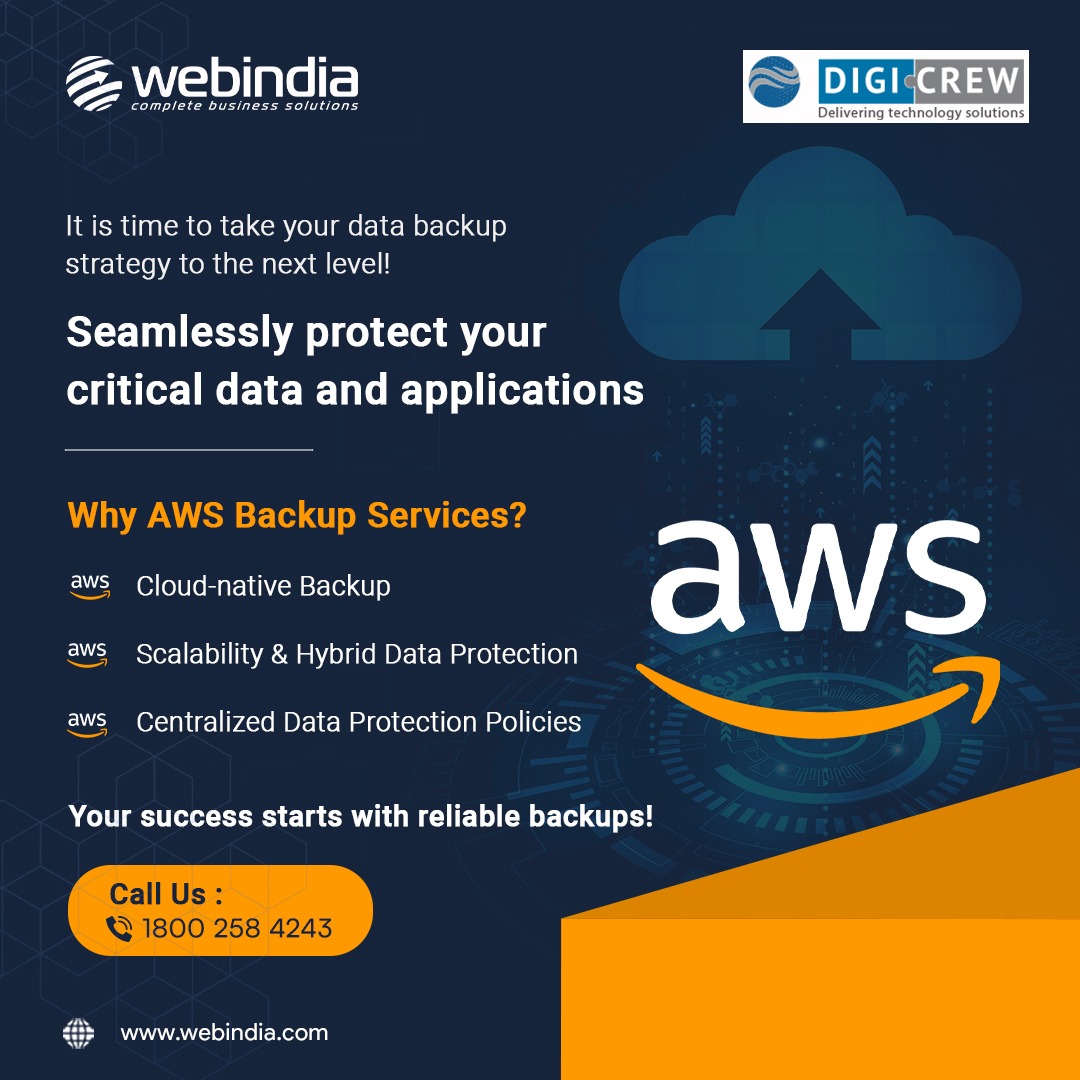 Protecting your data is crucial for any business and AWS Backup Services offers the ultimate solution for data backup and recovery. #AmazonBackupSolutions #securedatabackup #backupsolutions #backupandrecovery #amazonbackup #databackupservices #webindia #digicrew