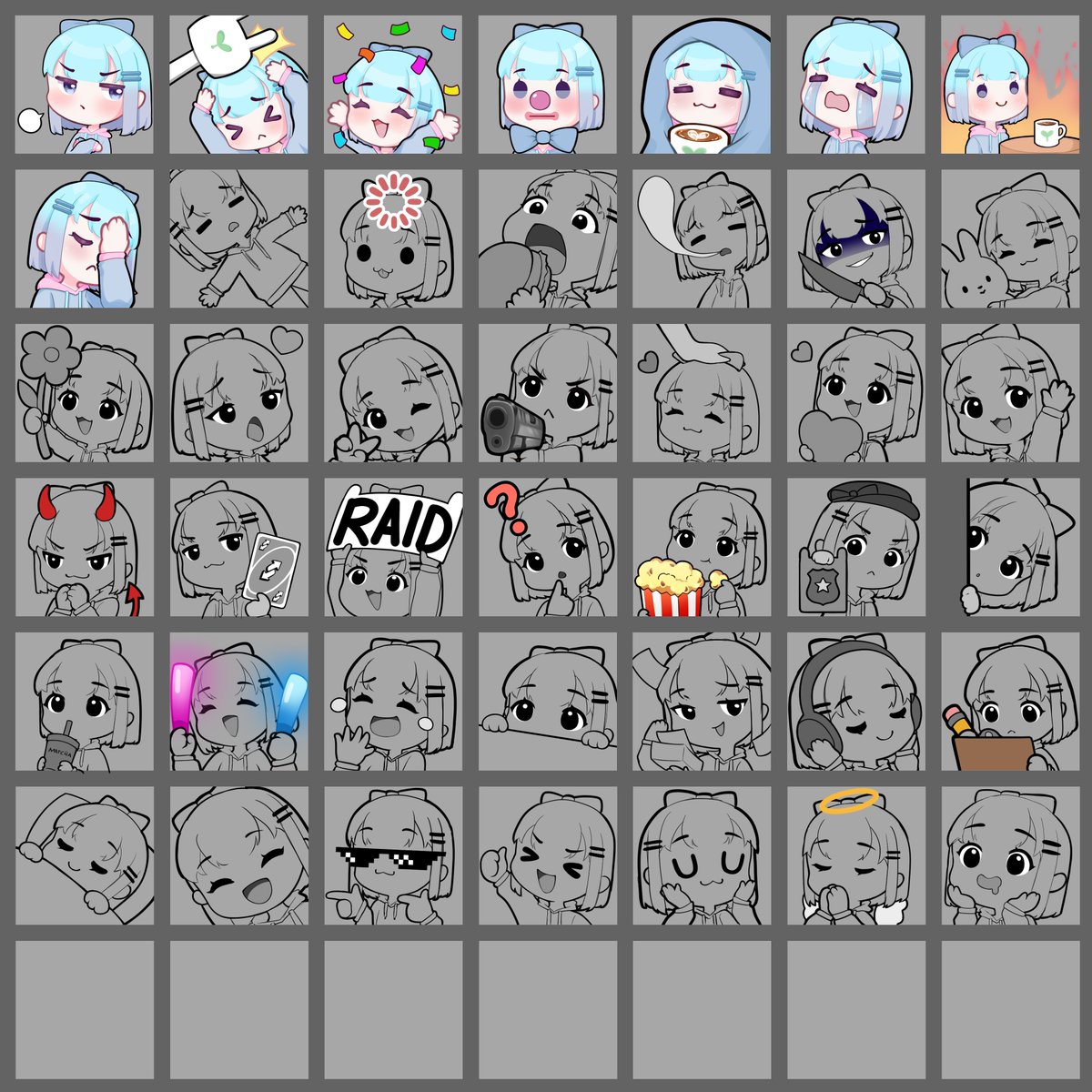 8/35 of my own emotes Lord help me XD