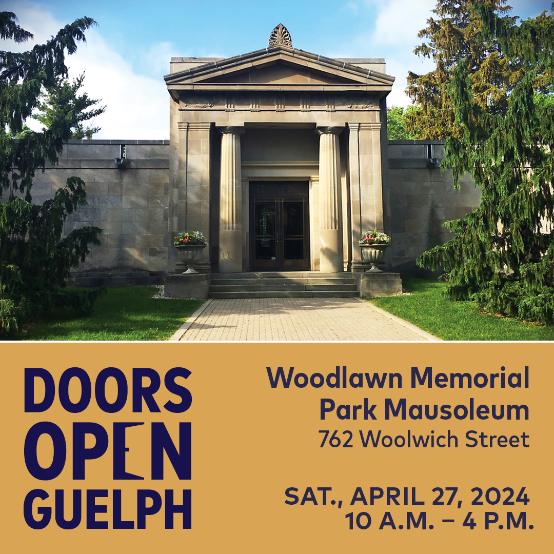 Join us this Saturday for Doors Open Guelph. The Woodlawn Memorial Park Mausoleum will be open between 10 AM and 4 PM. See the full list of sites and plan your day here: guelph.ca/living/arts-an… #Guelph #DoorsOpen #DoorsOpenOntario #Community #Free @ONheritage