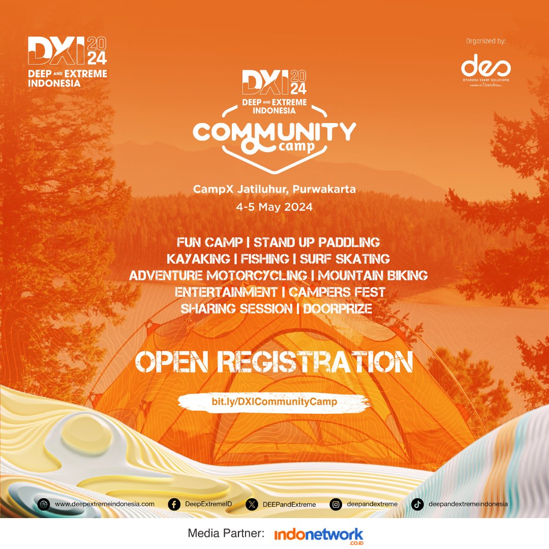 Hai, #DXIJunkie! Kamu suka olahraga ekstrem? 🤩 Yuk jangan lewatkan kesempatan ikutan DXI Community Camp di Waduk Jatiluhur! Daftar sekarang dengan klik link di bio instagram <a href="/deepandextreme/">DEEP & EXTREME ID</a>! Slot terbatas, loh! 😱 Sampai jumpa! 📆 4-5 Mei 2024 📍Jatiluhur, Purwakarta #DXI2024