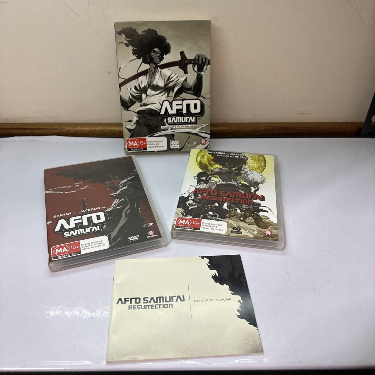 The Afro Samurai - The Complete Murder Sessions (DVD) is a must-have for fans of the Afro Samurai series.  
#AfroSamurai
#SamuelLJackson
#Anime
#Samurai
#Revenge 
retrounit.com.au/products/afro-…