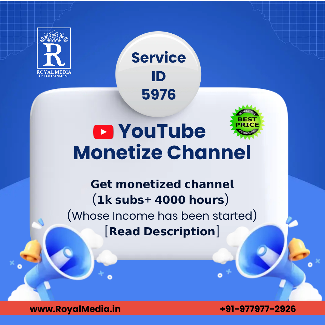 Unlock the power of monetization with Royal Media!
With a solid 1k+ subscriber base and over 4000 hours of watch time, your income stream is set to soar! 
.
#RoyalMedia #Youtube #monetisation #MonetizeWithRoyalMedia #DigitalIncome #PassionToProfit #YouTubeMonetization