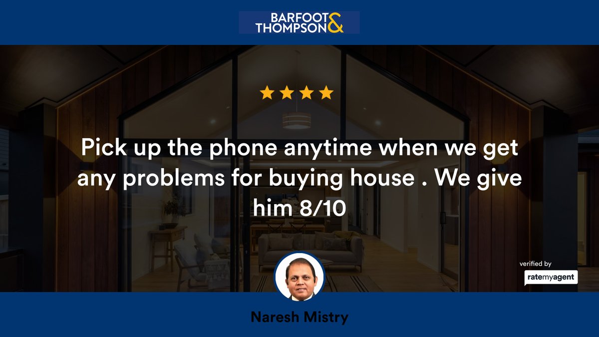 NMRM22's tweet photo. My latest RateMyAgent review in Pukekohe.

https://t.co/Te6EGm4tpq

...
#ratemyagent #realestate #Barfoot_and_Thompson___Flat_Bush https://t.co/dl6EP5JPmu