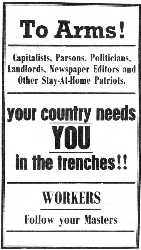 Australian anti-conscription poster from 1916, designed by IWW member Tom Barker (Industrial Workers of the World)