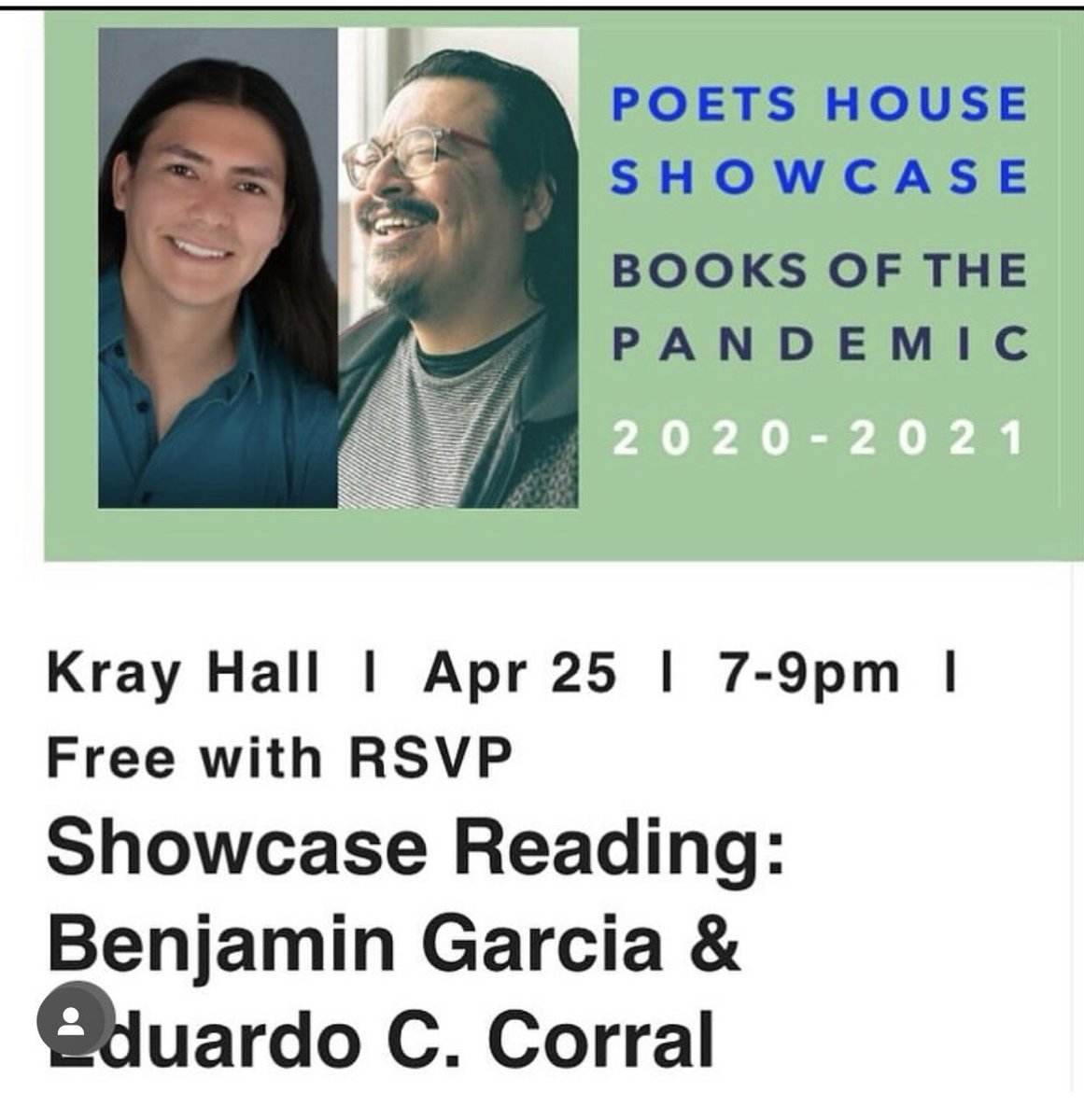 NYers, I’m reading at @poetshouse tomorrow. With Benjamin Garcia! Please join us.