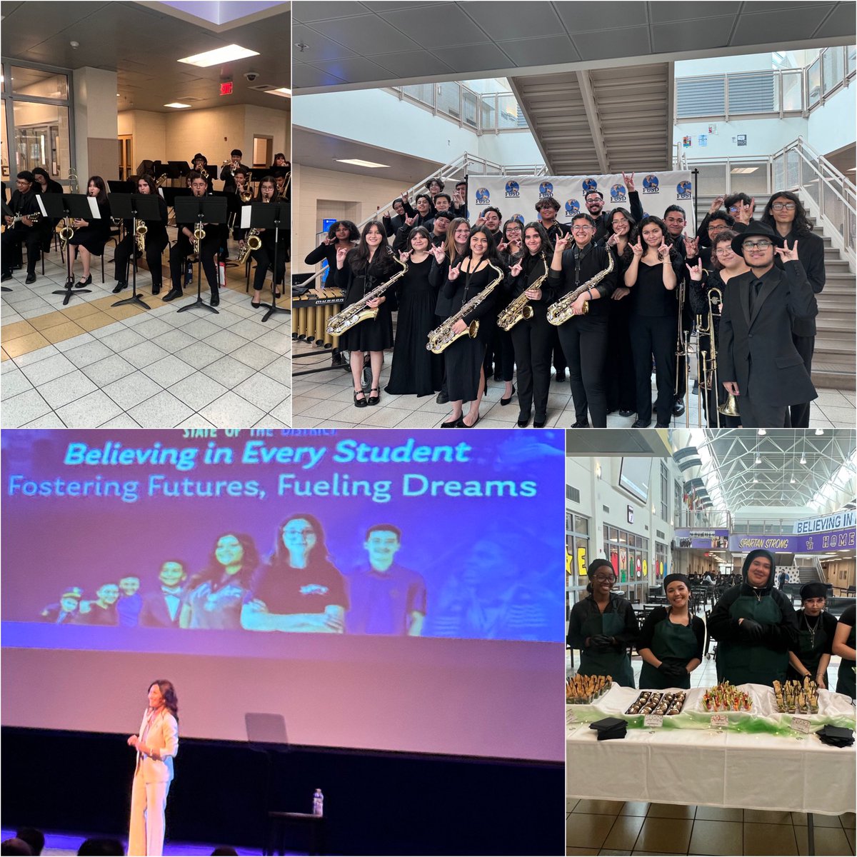 FontanaLearning's tweet photo. The @FontanaUnified State of the District event was a blast and featured the Kaiser HS Culinary program and Jazz Band! 💚👩🏽‍🍳🎶 #iBelieveInFUSD #KaiserStrong @FUSD_Supt https://t.co/P75y0uEBpN