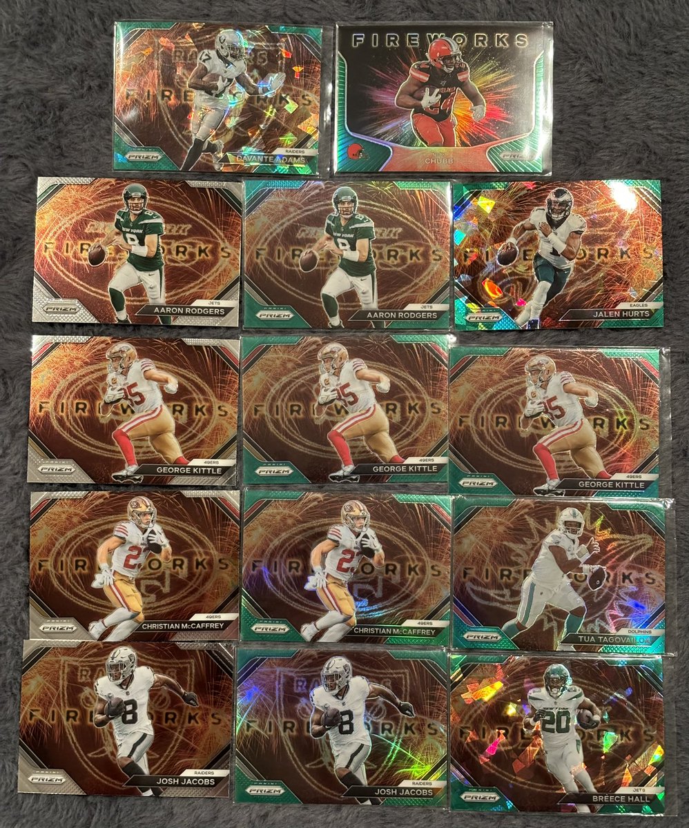 PigskinPC's tweet image. Stack Sale Post #134

Prizm Fireworks $1 each

TAKE with player name! $1 PWE $5 BMWT. Stack until Wednesday 5/1 #StackAttack #TheHobbyFamily