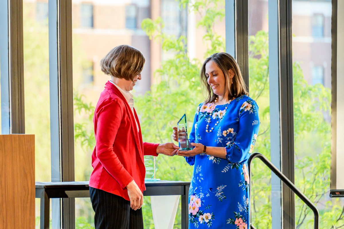 The @RoseHulmanAlums Assn. presented a Career Achievement Award to Jennifer Mrzlack (ME, '02) for her accomplishments in sustainable energy. She is president PSG Group, playing a key role in the installation of solar energy resources across 100 Midwest sites. #rosehulman