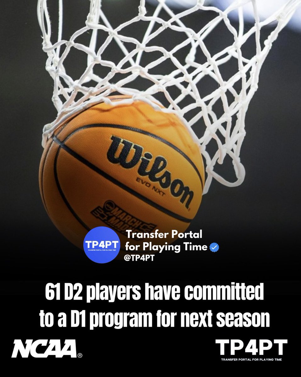 TP Stats: 61 D2 players have committed to a D1 program for next season. #TP4PT #TransferPortal