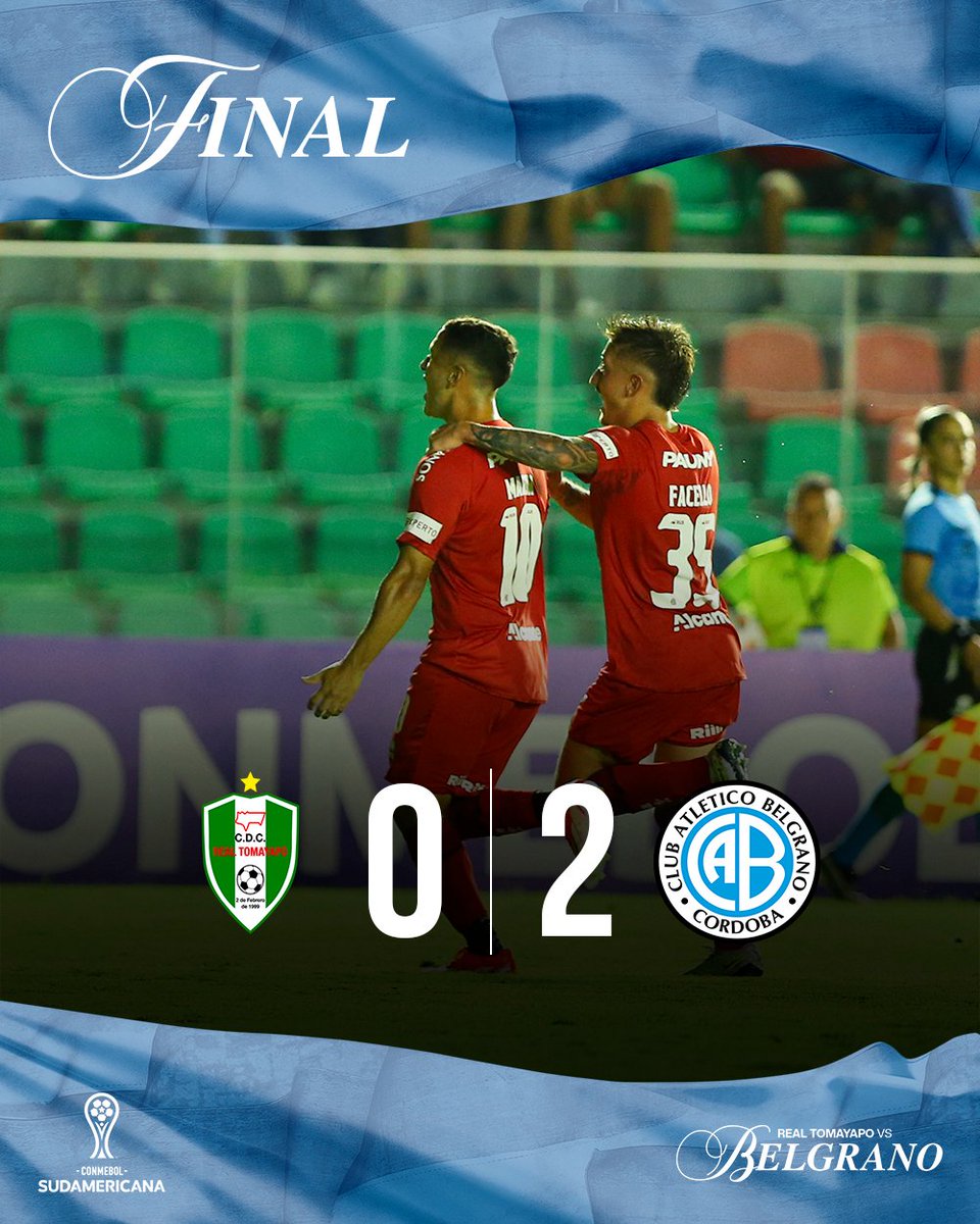 ¡¡¡GANÓOOOOO BELGRANOOOOOO!!! 💪

⚽ Con goles de Facundo Lencioni y Matías Marín #Belgrano superó a Real Tomayapo por 2-0, en condición de visitante, por la fecha 3 de la Copa Sudamericana.

#DaleBelgrano 🩵