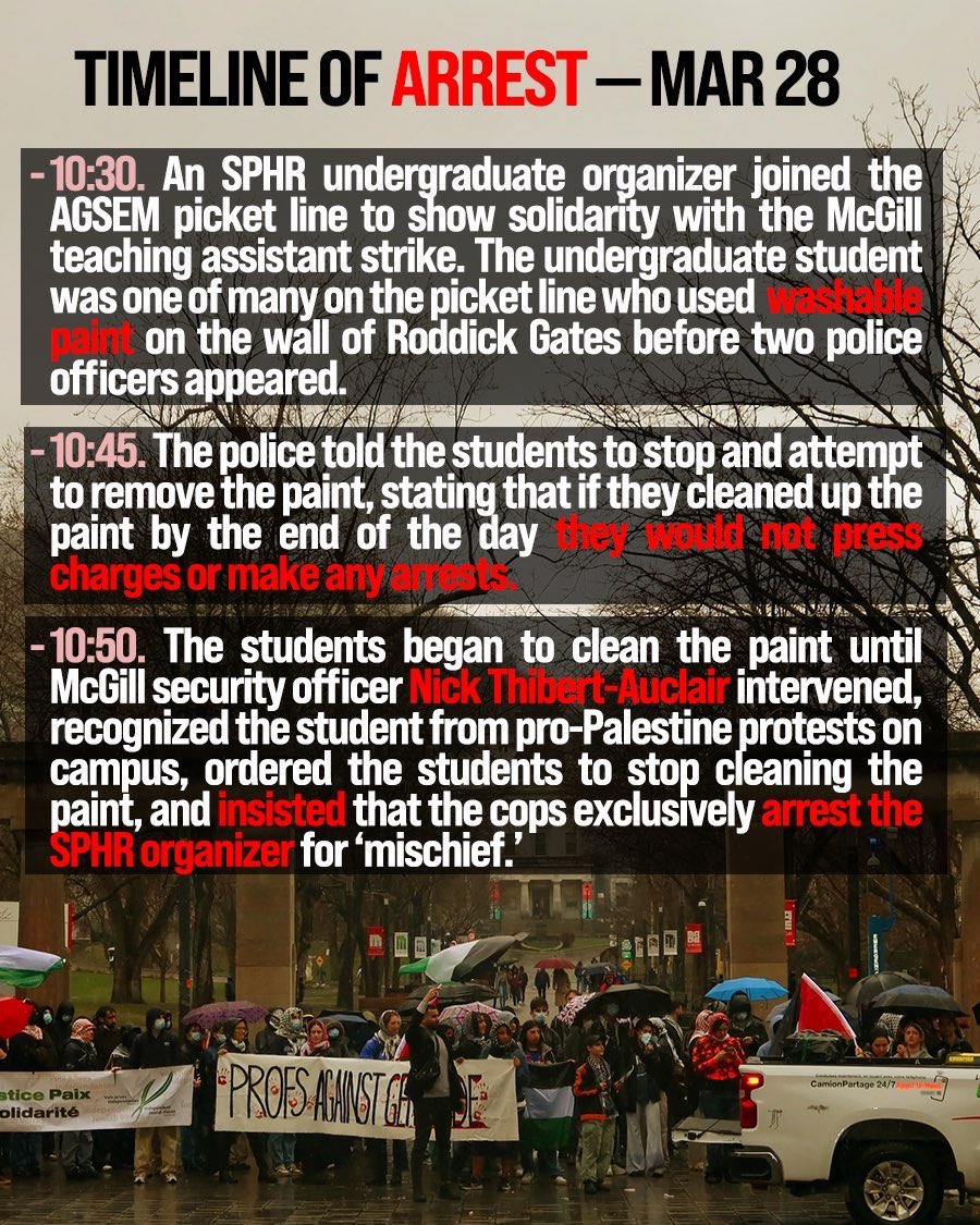 STOP THE ARREST OF PRO-PALESTINE STUDENTS 🇵🇸 After 200 days of the ongoing genocide against Palestinians, we have seen a wave of militant action at universities across Turtle Island, heeding the calls of the Resistance to escalate for Gaza. Let this be a reminder:-