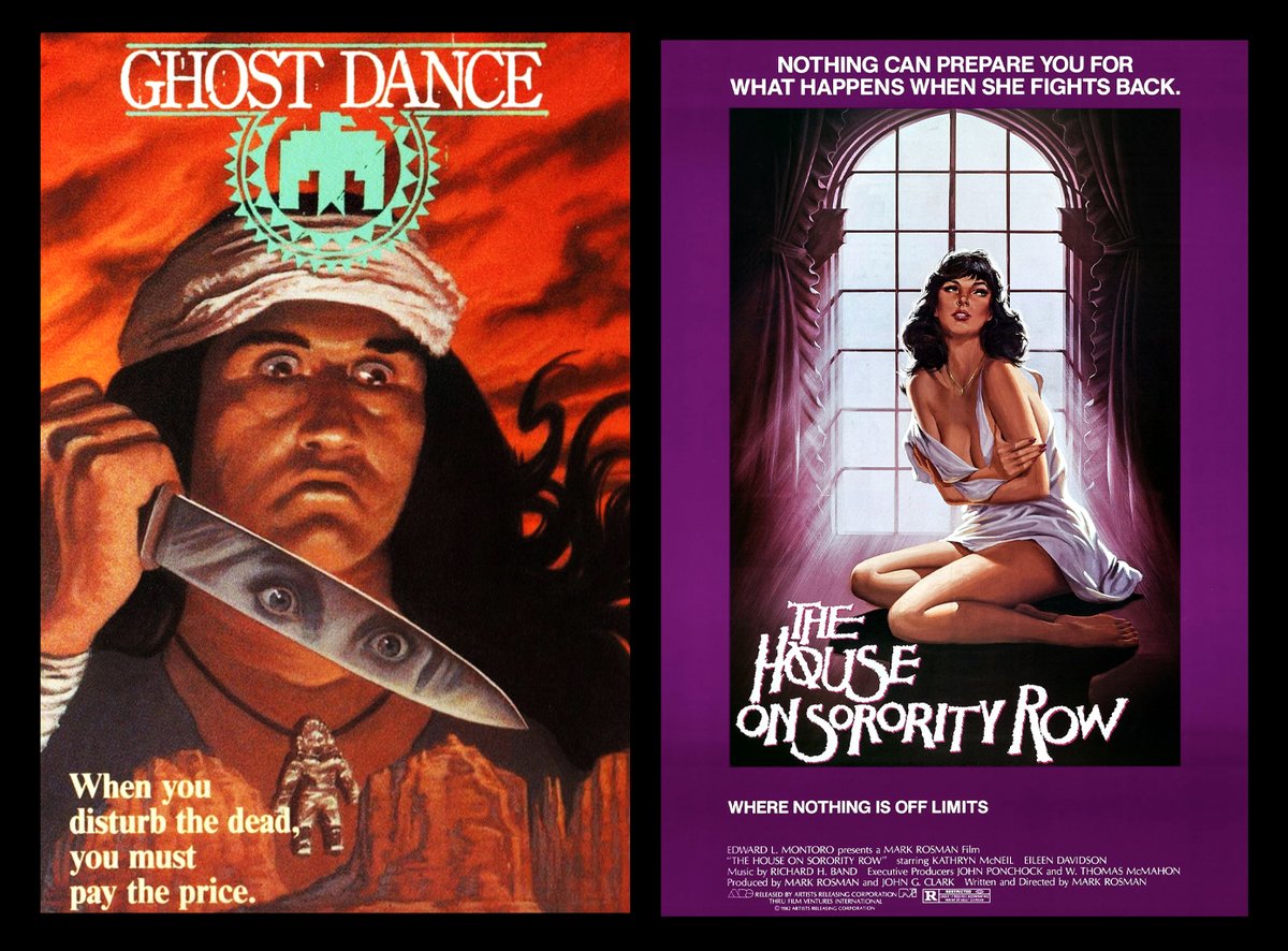 The Weird Cineclub of the Diabolical Dr.Carelli is here to help you recreate a variety of double features at home: Ghost Dance (P.F.Buffa, 1982) and The House on Sorority Row (M.Rosman, 1982) @PopHorrorNews @PromoteHorror @GCDB @MrHorror @ThisIsHorror @PromotionHorror @byHoRRoR