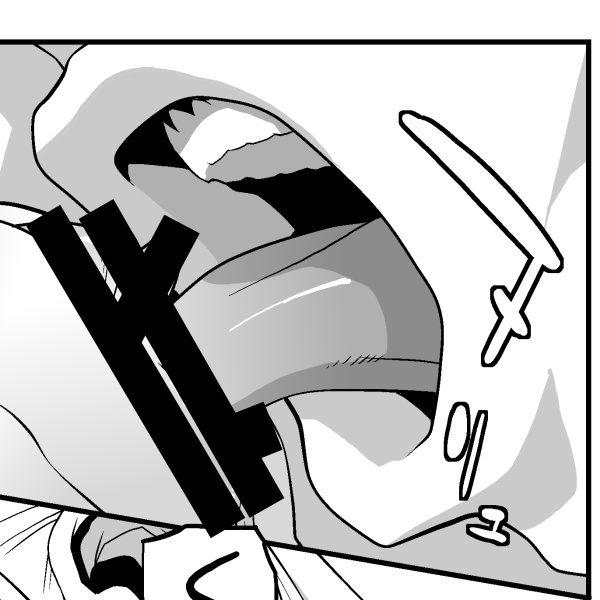 最近少し悩んでるのが自分の仕上げルール
電子書籍を意識して肌のトーン影を10%濃く(20%)したのだけれど、実は口の中は別ルールでグラデーションを貼った舌の影も口の中や歯の裏も濃いめ(30%)にしていて色差が減ってきてしまった。こちらを濃くするのは少しためらわれる
「義妹JK風俗」より 