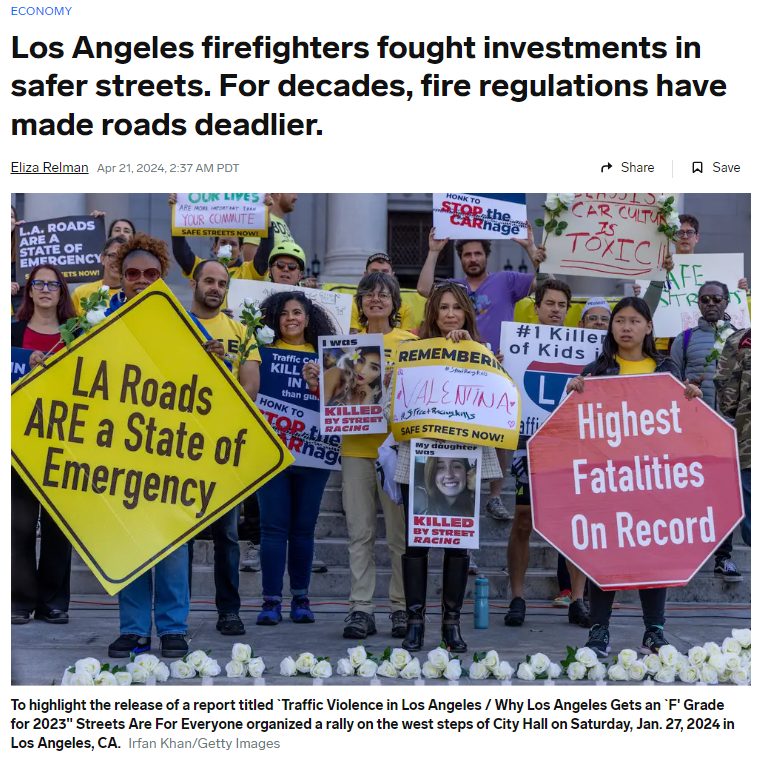 America's fire codes were drafted with a reckless disregard for traffic safety. For half a century, they have made our roads deadlier. I spoke with @eliza_relman about the problem & how to fix it. 🧵1/24 businessinsider.com/firefighters-o…