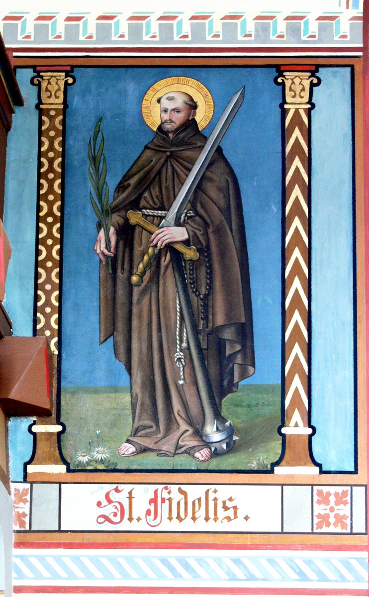 Today is also the feast of St Fidelis of Sigmaringen (1577-1622), a Capuchin friar from southern Germany, martyred by Calvinists in eastern Switzerland, since he was so effective in winning heretics back to the Faith. Canonized in 1746.