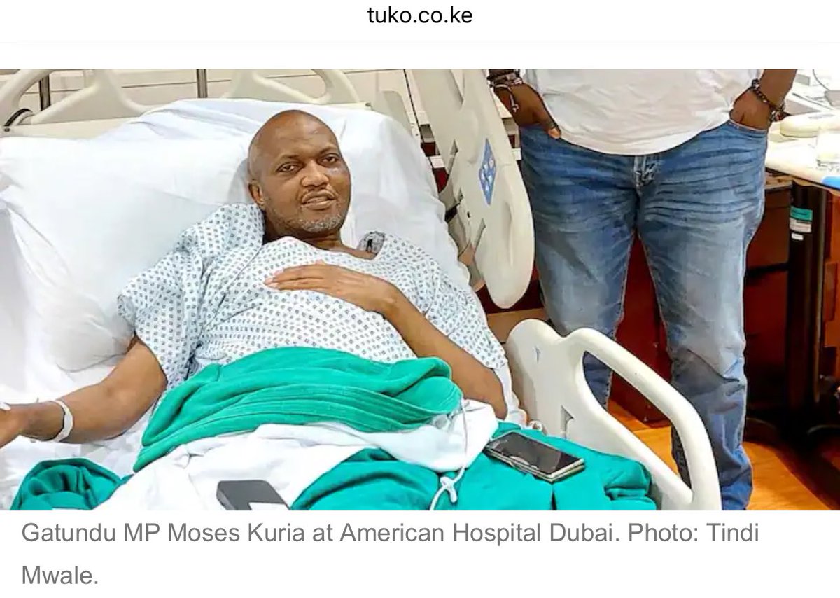FGaitho237's tweet photo. After stealing money meant for stadiums, scamming Kenyans seeking greener pastures in the Gulf and embezzling Gatundu South CDF monies, @HonMoses_Kuria could afford medical care at the American Hospital in Dubai. 

Today he’s yapping like a domesticated gibbon berating the very doctors they promised to address their grievances during campaigns. 

These useless and retarded old bastards need to learn the art of shutting up. Who is he getting worked up for? Tunakulanga kwako? Umbwa wewe. 

GoK mandarins should lecture their families and dependants. Not us who pay their salaries. When you speak on TV, be respectful.