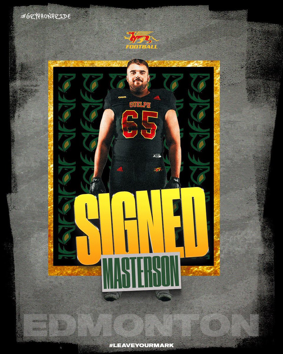 CFL Signing 🚨! The Edmonton Elks have officially signed Gryphon Football O-lineman, Spencer Masterson. Congratulations, Spencer, on this incredible milestone. We’re proud of your journey and can’t wait to see you take the field in the CFL! 🏈 #EdmontonElks #CFL #LeaveYourMark
