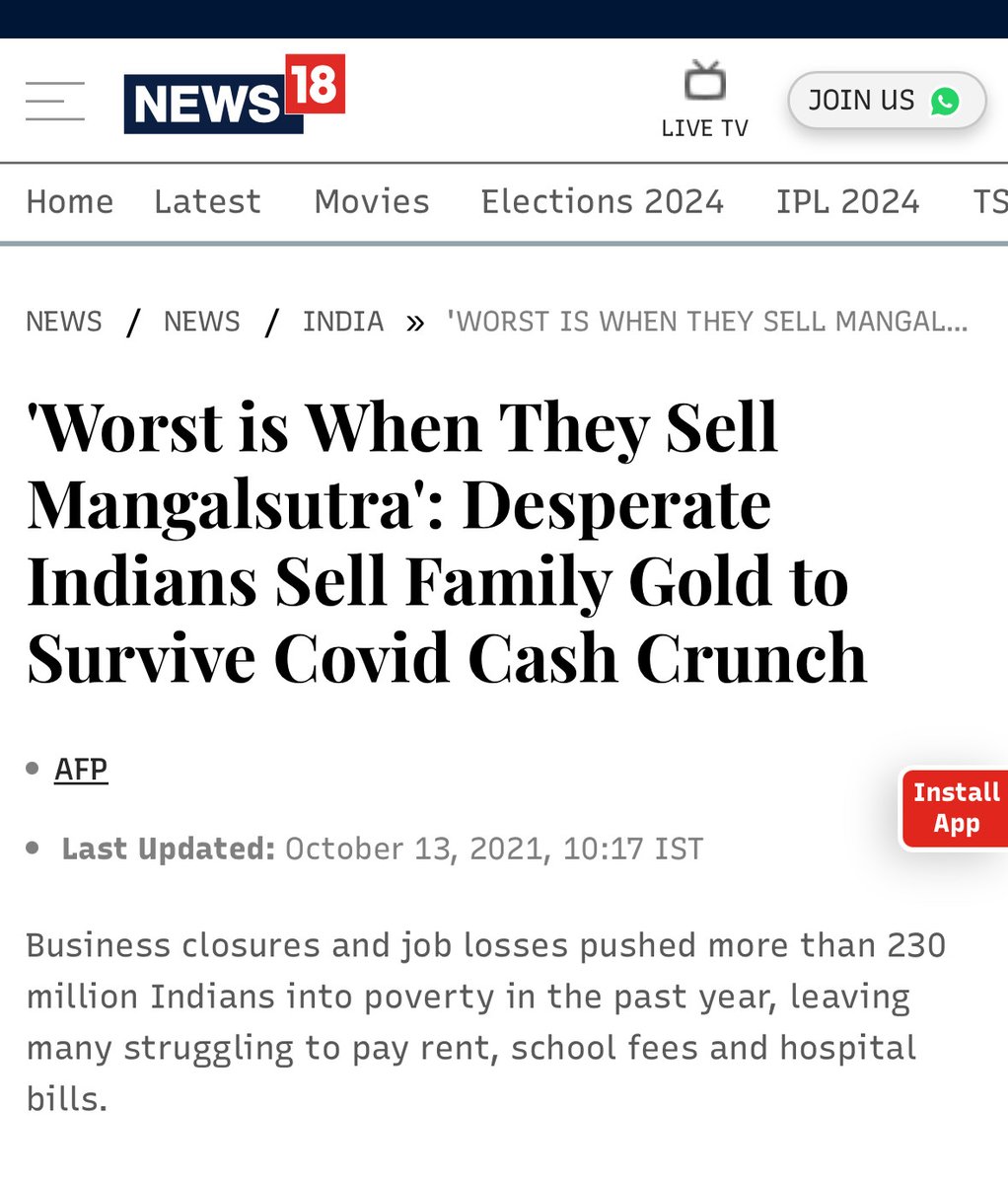 How Modi forced Indian women to sell their mangalsutras 👇 Modi has recently been obsessed over talking about 'mangalsutra' of women. But, ironically, due to Modi's mishandling of the Covid lockdown, women across India were pushed into extreme poverty where many had to even…