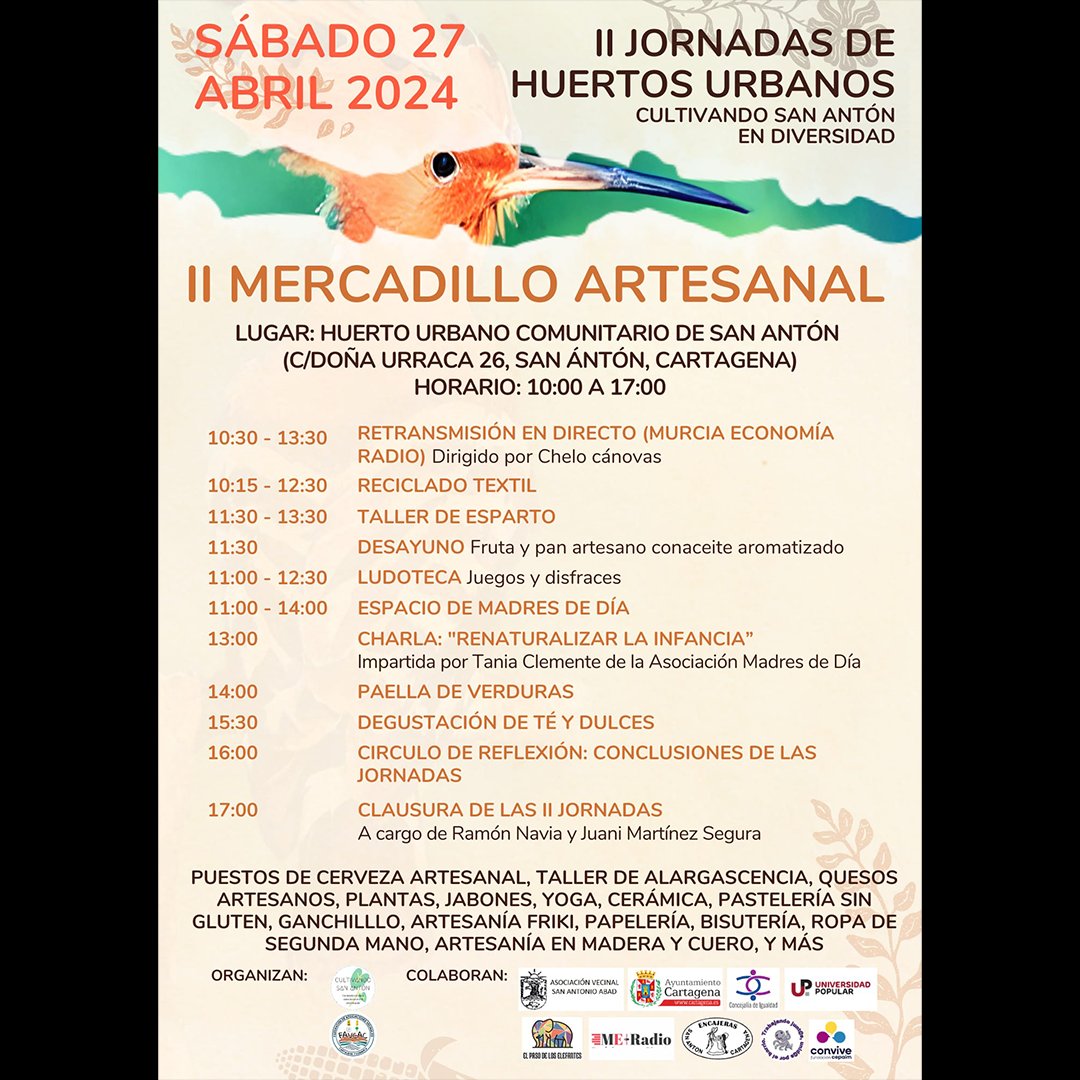 avvpsa's tweet photo. II Jornadas de Huertos Urbanos en San Antón
.
.
.
#poligonosantaanacartagena #construyendobarrio #avvpoligonosantaana #clubmayoresmayorazgo #dinotorresdealtatension #unlocalsocialyaenpoligonosantaana #FAVCAC #asociacionbaladre #sananton https://t.co/HqNCn9dcU7