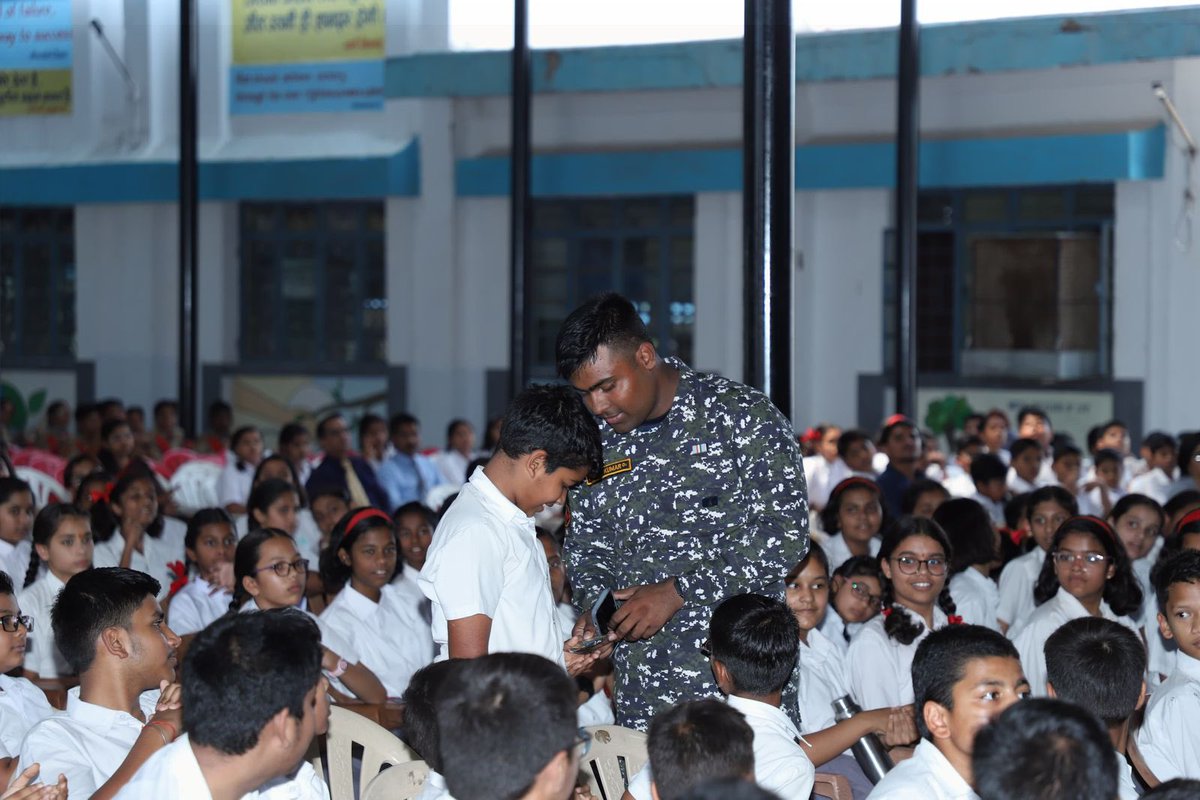 Honored to have the distinguished officers of #INSBrahmaputra celebrate its Silver Jubilee by sharing tales of valor, resilience & maritime excellence with the students of No. 1 & 2 Army Public School at Jabalpur. The young minds have truly been inspired to reach for the stars.