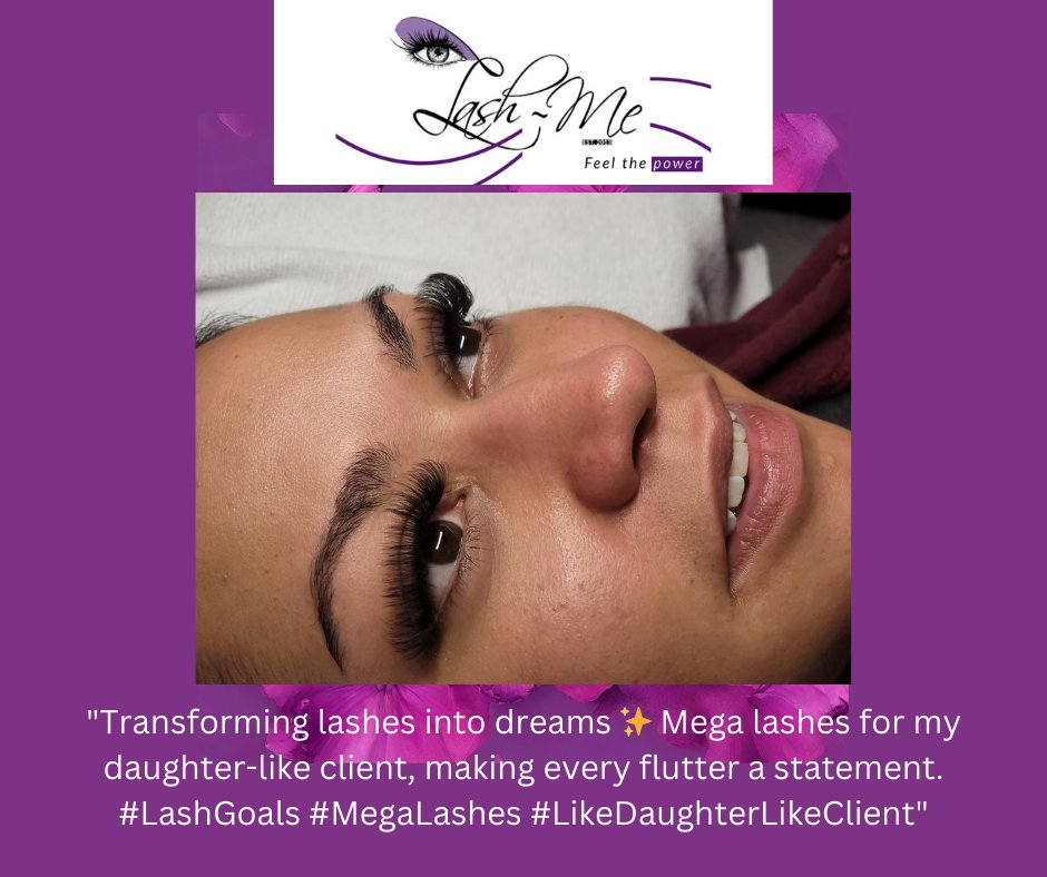'Every lash tells a story, and this one is extra special. 📷 Treating my client, who's like a daughter to me, to a set of luxurious mega lashes. Watching her confidence soar with each flutter is truly priceless. #LashLove #MegaLashes #LikeDaughterLikeClient'
