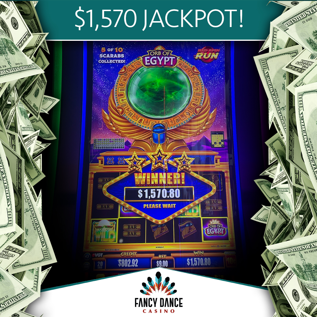 #Congratulations to our $1,570 #Jackpot #Winner on #OrbOfEgypt! 💰

Get your #fancydance ready--you could be next! 💃

#fancydancecasino #casino #bigwins #congrats #egypt #getfancy #oklahoma #playslots #ponca #slots #slotwin #stayfancy #wherewinnersdance #win #winbig