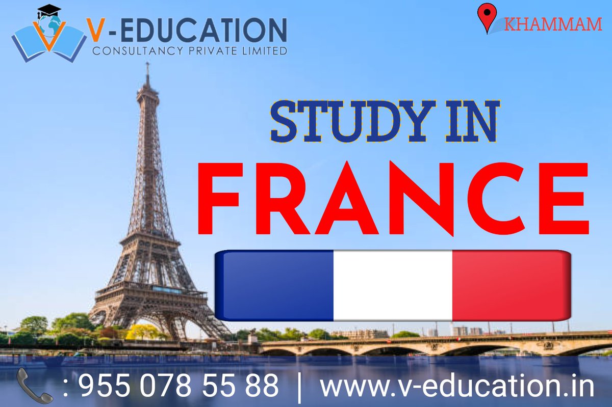 Study in France 🇫🇷 

* High Quality Education 
* Low Tution Fee 
* With or without IELTS 
* No Visa Interview 
* 2 years Stay Back Post Study
* High Visa Sucess Rate 

#studyinabroad #studyinfrance #khammam #khammamcity #kothagudem #palvancha #manuguru #bhadrachalam #telangana