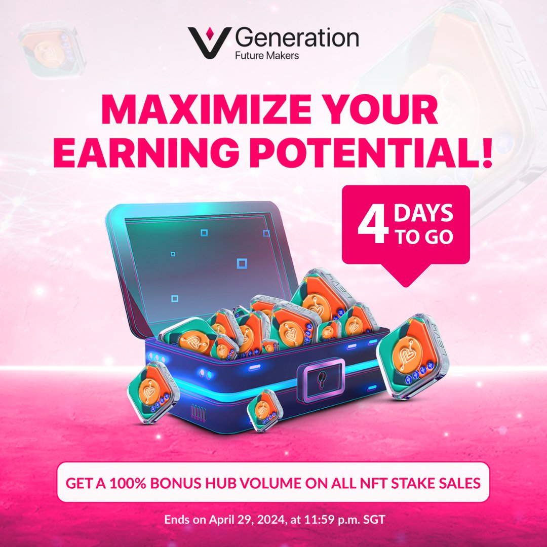 VyvoSocialFi's tweet photo. ⏰ Only 4 days left to seize our Double Hub Volume on NFT Stake Sales before it ends on April 29th! Reach 1000 USDV in sales from Connections to qualify and watch your earnings soar with Doubled HV on all NFT Stake sales! Don't miss out! 🔥
#NFTStake #DoubleHV #Vyvo #SocialFi https://t.co/R7yvUdPkJZ
