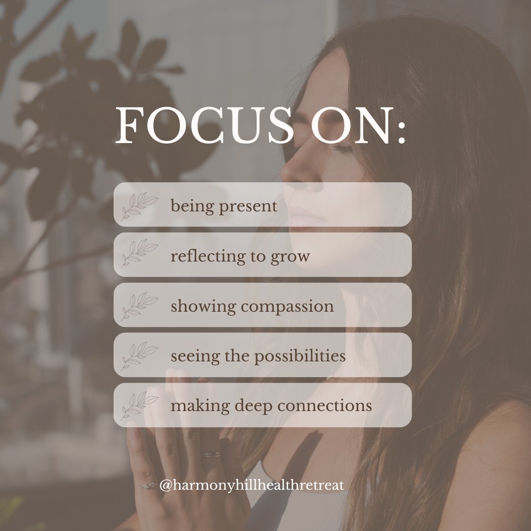 Here are some guiding intentions for the day. *being present *reflecting to grow *showing compassion *seeing the possibilities *making deep connections What's your focus today? #HarmonyHillHealthRetreat #WellnessretreatinAustralia #wellnessretreat #wellbeingtips