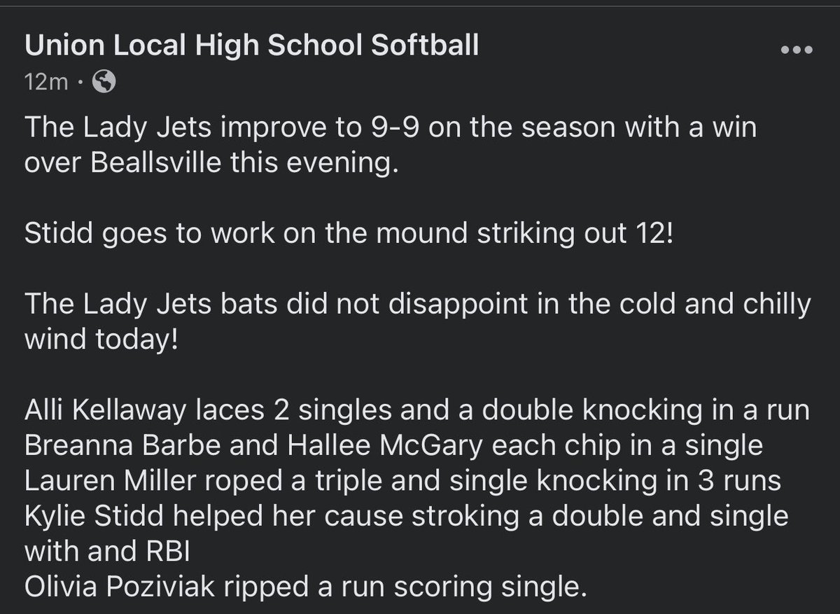 Jets Softball tweet media